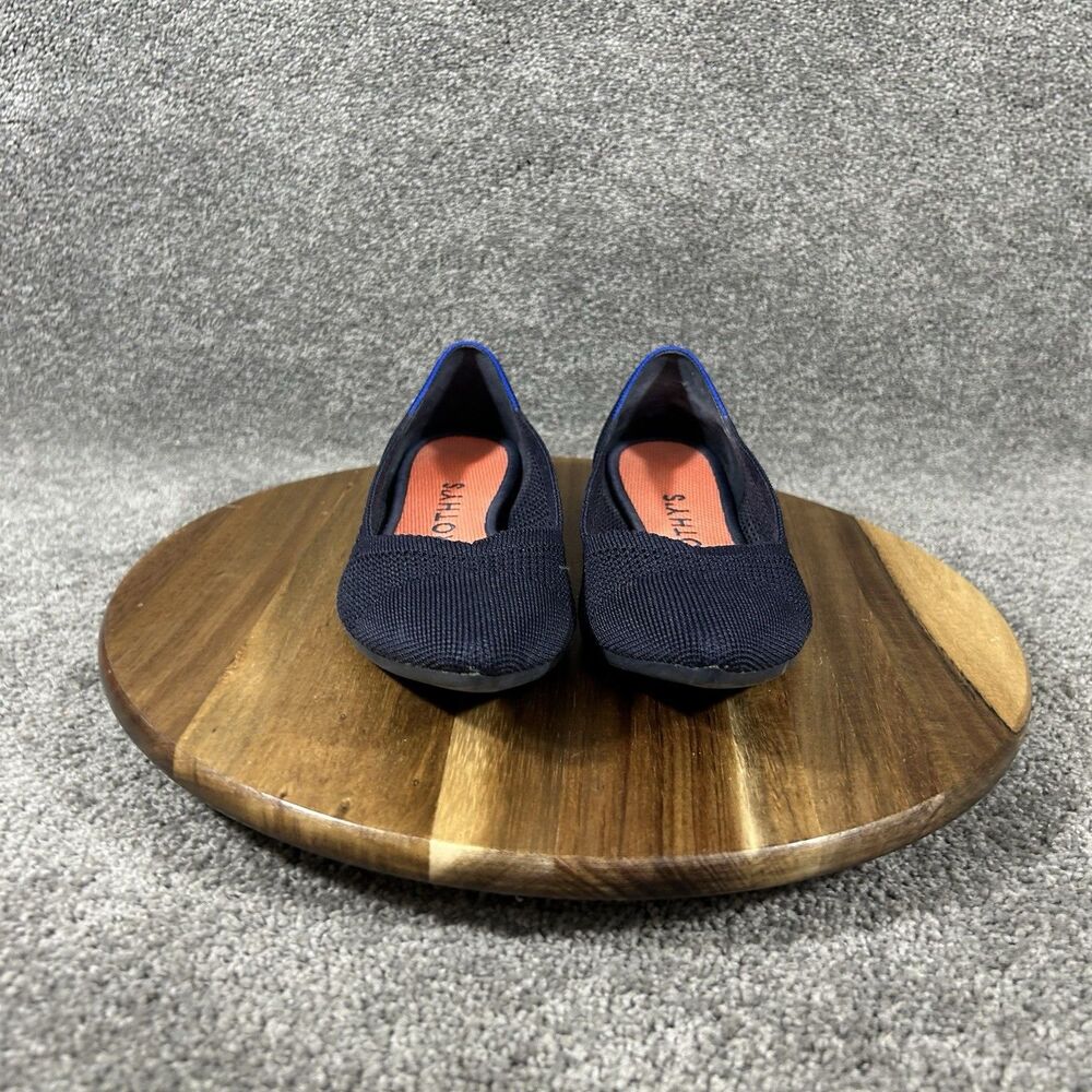 Rothy’s The Point Maritime Women’s 8 Navy Blue Lattice Stitch Pointed Toe Flats - Picture 2 of 12